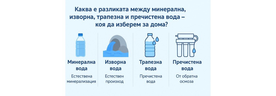 Каква е разликата между минерална, изворна, трапезна и пречистена вода – коя да изберем за дома?