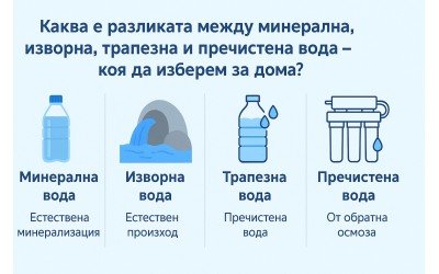 Каква е разликата между минерална, изворна, трапезна и пречистена вода – коя да изберем за дома?