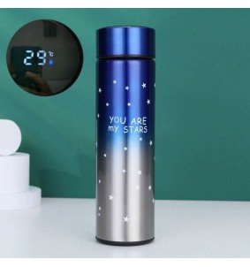 Термос с LED дисплей в луксозна кутия 0,500 мл Синьо и Сиво